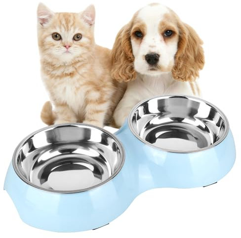 Gamelle pour Chien Chat Antidérapante, avec Double Bols Amovibles, pour Chiens et Chats de Taille Moyenne et Petite 400 ML
