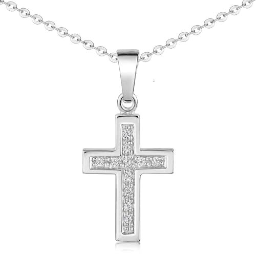 Materia Kleines Kreuz Anhänger Silber 925 Halskette KA-31-K97-40cm