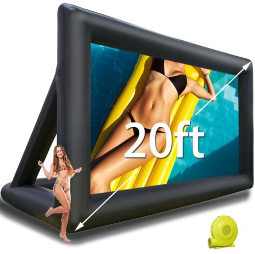 Yimukaka 20ft Inflatable Movie Screen,Front and Rear Projection Screen,No Seam,Great for Movie Nights, Pool Parties, Backyards Party