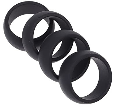 AOKWAWALIY Silikonring für Herren und Damen, 4 Stück, Silikon-Ehering, Sport-Schutzringe, Fingerschmuck, Fingerringe, Herren-Trainingsring für den Außenbereich, 2.5X2.5X0.7CM, Silikon, Kein Edelstein