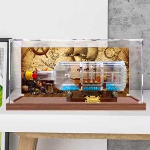 HAIWENFEIQI Acryl-Vitrine für Lego-Flasche im Schiff 21313, staubdichte Displaybox, kompatibel mit Lego, Modell-Schaukasten, Geschenk (nicht im Lieferumfang enthalten) (Hintergrund)