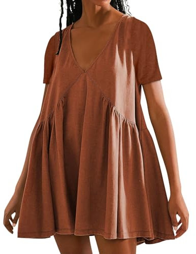 Sommerkleid Damen Cocktailkleid Damen Kleid A Linie Damen Sexy Outfit für Damen Plus Size Kleid Jagdbekleidung Damen One Shoulder Kleid Damen Damen Kleid Tanzkleid Damen Braun 3XL