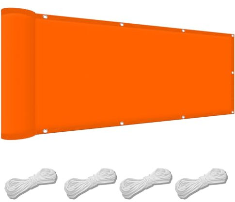 Rechteckiges Sonnensegel 100 x 350 cm Wasserdicht Rechteckig Balkon Sichtschutz Uv-Schutz-Polyestergewebe mit Seil Sonnenschutz für Garten Terrasse Und Balkon, Orange