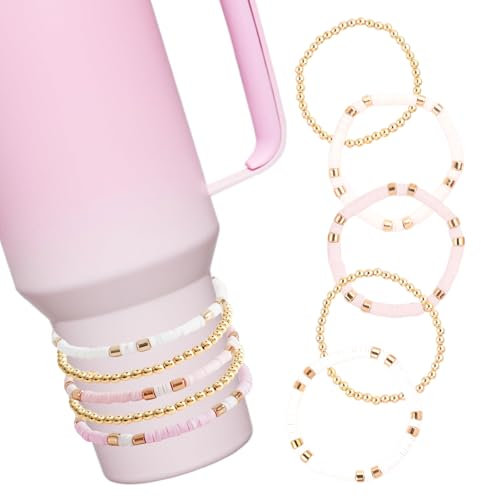 Stanley Cup Accessories Pink, 5Pcs for Stanley Cup 40 oz&30 oz, Attachments for Stanley Decorations (Light Pink)
