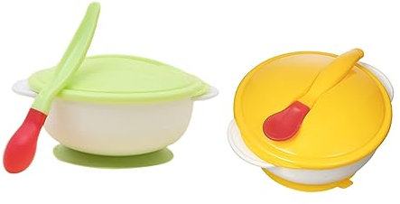 2 Sätze Babygeschirr saugnapf schüssel Essgeschirr für Kleinkinder Kinder Essgeschirr mit Saugnapf Kleinkind Teller Saugnäpfe für Babys Saugnapf Kleinkind Schüssel VICASKY