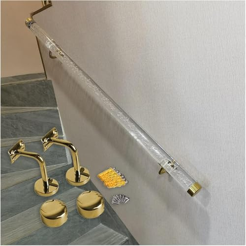 X&Z-XAOY Wandmontierter Handlauf Mit Halterung 50cm-600cm Lange Runde Transparente Acryl-Handläufe Rutschfester Transparenter Treppenhandlauf Für Innentreppen(100cm/3.3ft)