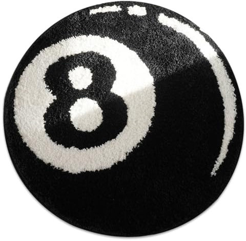 Veesper 8 Ball Teppich Room Dekor, 24 '' rund 8ball Teppich weich und abosorbent acht Ball Teppich Nicht -Schlupf -Fläche Teppich Teppich Teppichzimmerzubehör für Schlafzimmer