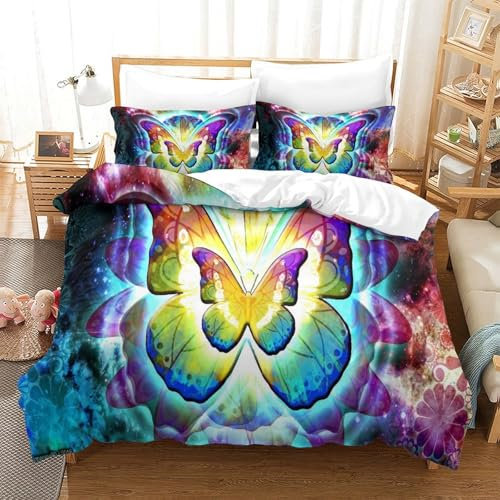 GUYDZOOM Dracheflies Bettbezug Set Bettwäsche-Sets Kinderbettwäsche Reißverschluss Mit Kissenbezug Betten Set Für Jugendliche Kinder Schlafzimmer Super King（260x220cm）