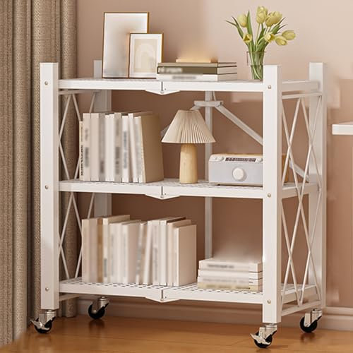 GLMGBP Zusammenklappbarer, installationsfreier Ausstellungsschrank, mehrschichtiger Lagerschrank, Design mit Rautenkreuz-Leitplanken, geeignet für Arbeitszimmer, Ecken usw. (Farbe: Weiß, Größe: 28