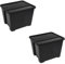 Caja de almacenamiento pongotodo con tapa Plástica, herramientas, juguetes, ropa (PP reciclado) (20 Litros color negro)