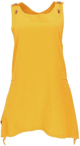 GURU SHOP hängselkjol, oversize axelbandsklänning, hängselklänning, ballongkjol, dam, bomull, Kurkuma, 36
