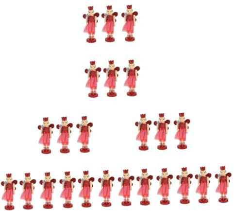 PRETYZOOM 8 Juegos Ángel Cascanueces Toys Christmas Tree Decorations Motorizado Cascanueces De Hadas De Ciruela Azucarada Adorno De Escritorio Muñeca De Nuez Madera Rojo 3 Piezas * 8