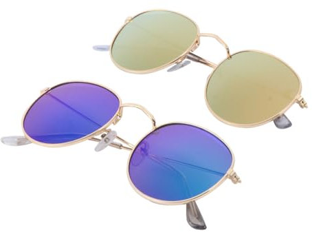 CATIEBYE Retro Runde Sonnenbrillen Mit Farbfilter Stilvolle Modische Sonnenbrillen Für Damen Und Herren Hochwertige Brillengläser Pink Und Goldrahmen