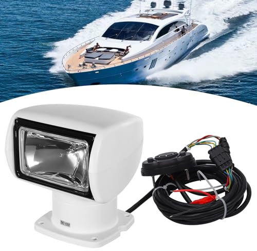 WindWilder LED Suchscheinwerfer mit Fernbedienung 100W Boot Suchscheinwerfer, Scheinwerfer Boot 3200K 2500 Lumen, Bestrahlungsabstand 800m, 360° Links/Rechts Rotation, 72° Auf/Ab Rotation (Weiß)