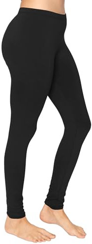 Crazy Chick Damen-Leggings aus Baumwolle, volle Länge, weich, dehnbar, enganliegend, elastische Taille, Workout, Fitnessstudio, Yoga, Übergröße 36-56, Schwarz , 54