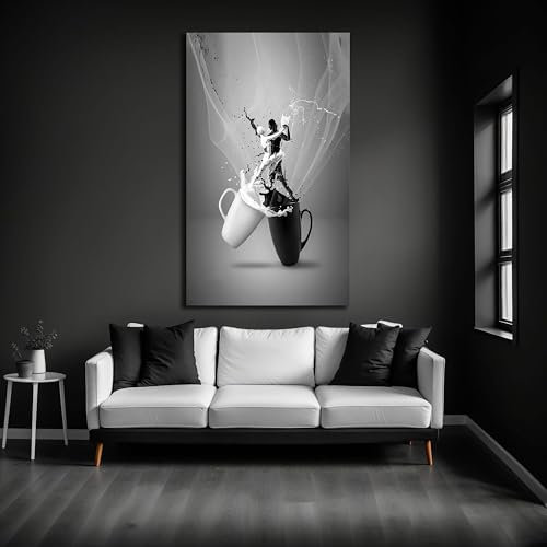 lianyibo Kaffee-Druck, Getränke-Poster, modernes Küchendekor, Kaffee-Wanddekor, Glas-Wandkunst, Minimal Art, druckbare Wandkunst, 50 x 70 cm, rahmenlos