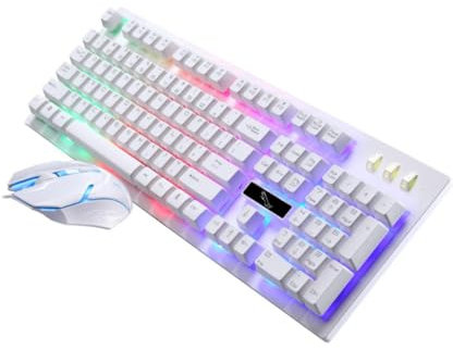 KONTONTY Ergonomic Keyboard Mouse Set Wired Mechanical Keyboard Mouse Led Luminous for Gaming