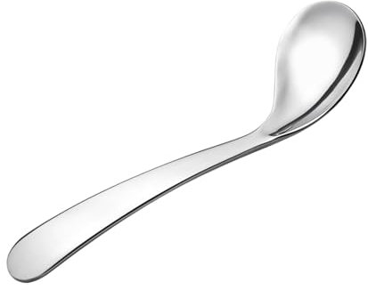 Cuchara curva para bebé, cuchara de sopa multipropósito antideslizante, cabeza de cuchara plana, vajilla para bebé