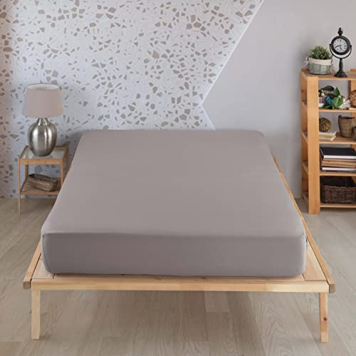 Vency Premium Jersey Spannbettlaken 90x200cm Grau - Spannbetttuch 100% Baumwolle, Bettlaken 90x200 Bis 35 cm Matratzenhöhe Grau
