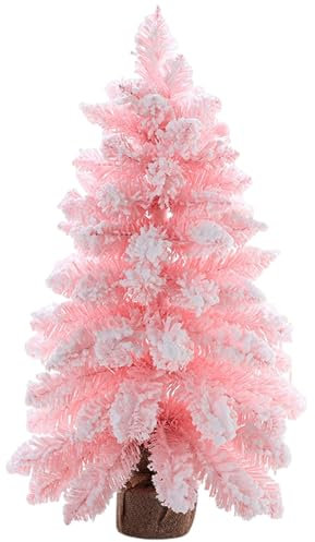 Mini Arbre de Noël 23, 6 Pouces Artificiel Crayon de Noël Arbre Snow Flocktop avec Un Support pour Les décorations la Maison...