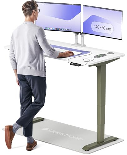 Desktronic HomePro Standing Desk – 140 x 70 cm Height Adjustable Desk with Electric Dual Motor, Touchscreen Controller & Integrated USB/USB-C, 3 Memory Presets