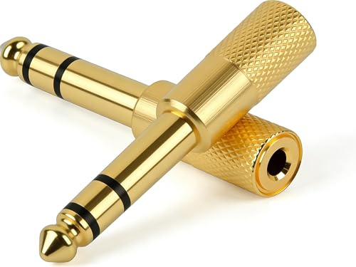 2 pcs 6.35mm Male to 3.5mm Female Headphone Jack Adapters, Headphone Jack Adapter, 6.35mm to 3.5mm Adapter, Gold-Plated Audio Stereo Converter for Keyboard, Digital Piano, Amplifier, Earphones