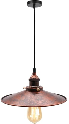 YSGUYILT Vintage Industrielle Pendelleuchte, Retro Regenschirm Hängelampen Metall Hängeleuchte E27 Deckenleuchte Hängend für Küche Esszimmer Φ 26 cm Rostfarbe