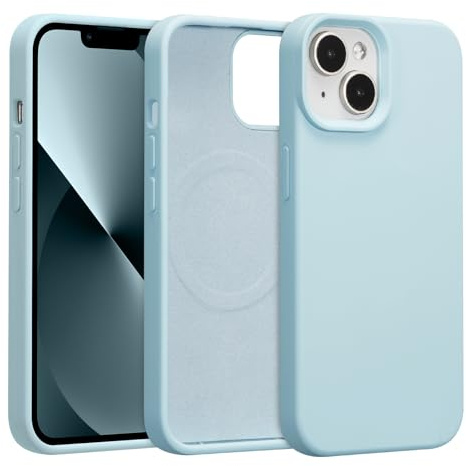 UCASONG Magnetic Liquid Silicone Phone Case for iPhone 15, Sky Blue | 6.1Inch, Compatible with MagSafe, Cute Plain Solid Color Slim Case, Soft Smooth Matte Shockproof Protective Cover
