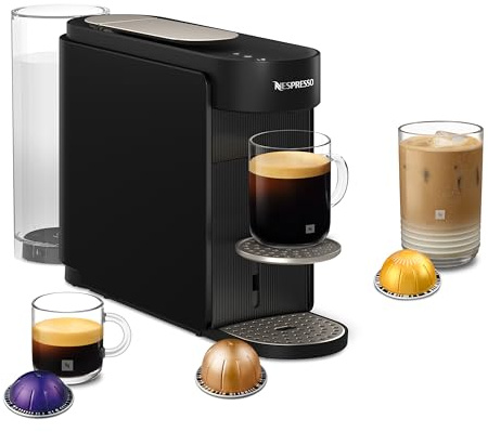 NESPRESSO KRUPS Vertuo Up Schwarz Kapselmaschine XN9408 | Kaffeemaschine, 5 Tassengrößen, 3 Sek. Aufheizzeit, One Touch Zubereitung, schwenkbarer Wassertank, Coffee Creations Modus