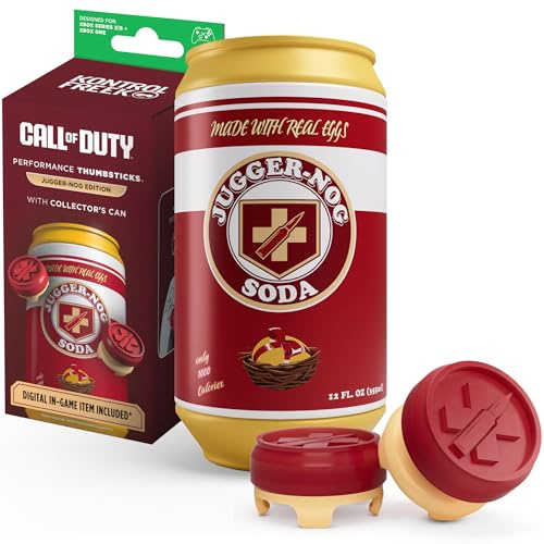 KontrolFreek® Jugger-Nog Performance Thumbsticks® | Jugger-Nod Sammeldose aus Metall | Xbox One & Xbox Series X Controller | Rot und Cremefarben