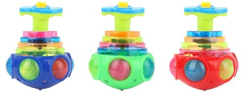 3PCS Light Up Spinner Top Toys with Music Flashing Spinner Tops Gyroscope LED Sensory Play Toy Set for Kids | Random Color