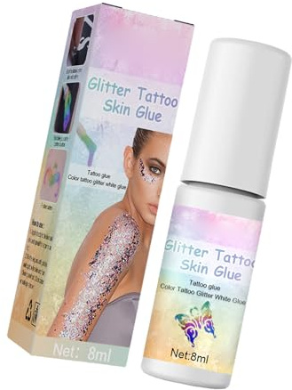 Tomvorks Colla per Pelle Glitterata per Trucco Occhi e Body Painting, Colla Brillante Feste e Lavoro Quotidiano, Flacone 8 Ml
