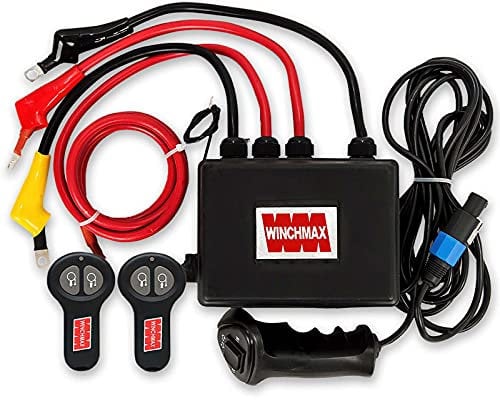 WINCHMAX Complete 12V Electric Winch Control Box, 4.5m Wander Lead with Big Grip Controller. Twin Long Range Wireless Remote Controls. Tough ABS Two-part Case.