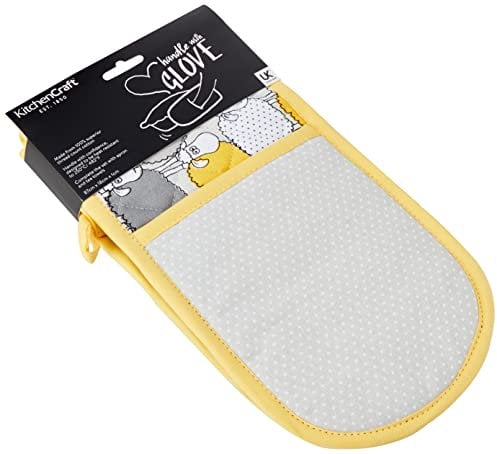 MasterClass - Double Manique 100% Coton, Gants Yellow Sheep pour Four et Plats Chauds, Motif Animaux Mouton, Gris / Jaune, 86 x 18 cm