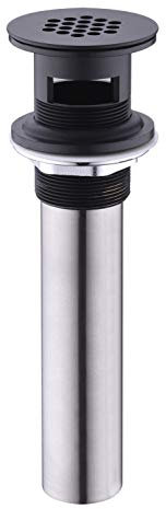 Vessel Sink Drain,Grid Drain Strainer Assembly with Overflow for Bathroom Sink, Made of Brass Matte Black Finish