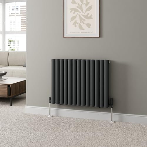 DuraTherm® 600 x 780mm Anthracite Horizontal Designer Radiator Double Column Oval Tube Modern Central Heating Panel Bathroom Radiators