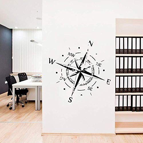 Rosa Dei Venti Adesivo Murale Ufficio Decalcomanie In Vinile Bussola Nautica Navigare Nave Oceano Mare Adesivi Murali Decorazioni Per La Casa Soggiorno 57X57 Cm Nero