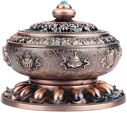 IBLUELOVER Brûle-Encens Forme Lotus Encens Encensoir Vintage Porte-encens Cône Bouddha Autel Brûleur d'Encens en Alliage Bronze Brûleur à Arôme Boîte d'Encens Artisanat Décoration Cadeaux Noël