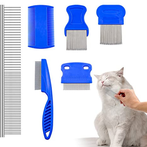 LUXUU 6 Stück Flohkamm für Katzen und Hunde, Läusekamm, Floh Kamm Pet Reißen Fleck Entferner Kamm Set für Hunde Katzen Effektiv Gegen Flöhe & Läuse Profi Floh Kamm für Hund & Katze