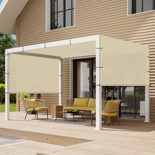 SunnyRoyal Pergola Shade Cover 12' x 16' Replacement Canopy Shade Cover for Pergola with Grommets Sun Shade Cloth Sail for Outdoor Privacy Patio Garden Weighted Rods Included (Beige)