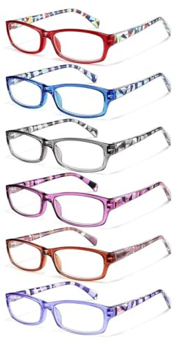 Gaoye 2.0 Reading Glasses for Women, 6 Pack Fashion Readers, Spring Hinge Eye Glasses, Blue Light Reading Glasses