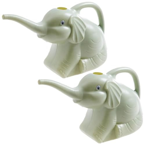 Youning Arrosoir de fleurs 2 l - Design éléphant - Petit arrosoir de jardin en plastique - Chaudron animal pour l'intérieur et l'extérieur - Outils de jardin pour enfants - 2 pièces - Vert