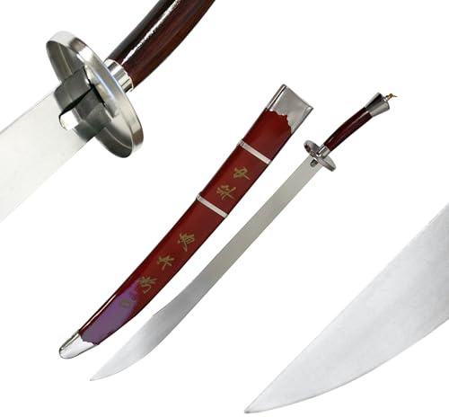 DEPICE Dao Säbel/Kung-Fu Schwert semiflexbel 28, Klingenlänge 71 cm, Gesamtlänge 88 cm (90 cm in Scheide), ca. 500 g (ca. 950 g mit Scheide), dekorative Holzscheide, Kung-Fu, Wushu