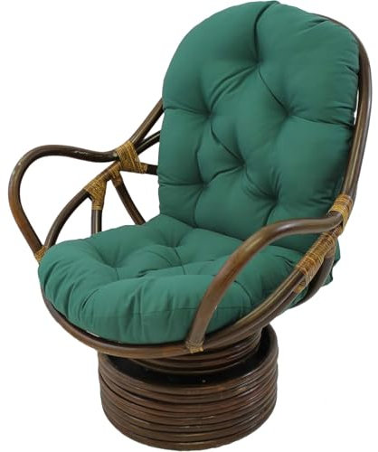 JIcloun Fauteuil en Rotin Pivotant avec Coussin à Bascule Intérieur, Pad de Remplacement Durable Doux, A9