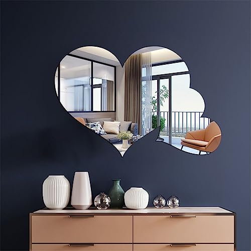 Wandspiegel Herz Selbstklebender Glasspiegel HD Dekorative Wandspiegel Rahmenlos Flexibler Spiegelfolie Acrylic Spiegel für Gäste WC, Badzimmer, Ankleidezimmer, Wohnzimmer etc (30 * 45cm)