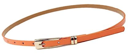 NIUXICH Dünner Ledergürtel für Damen, schmaler, dünner Kleidergürtel, weiblicher Dornschließe, Taillengürtel, Jeans, dekorativer Gürtel, Orange, 103x1cm