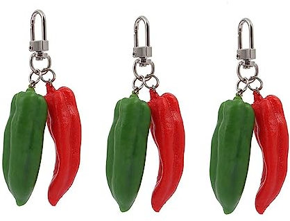 Leadigol Lot de 3 porte-clés en forme de piment rouge et vert, rouge/vert, 6*3.6cm