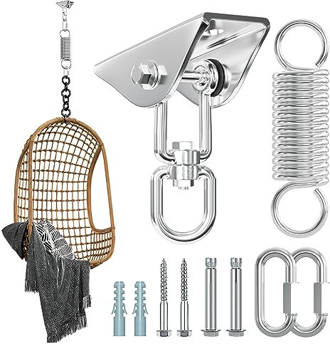 Eulenke 1X Gancho Techo Capacidad de Carga de 400 KG Resistente Anclaje Pared con fijación de Tornillo, Colgante Soporte 360° Girar, Soporte de Techo para Saco de Boxeo, Yoga, Hamacas, Columpio