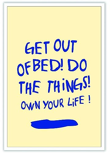 DVBOCS Retro-Poster, trendig, ästhetisch, Motiv: Getout Ofbed Do The Things Own Your Life, Leinwand-Kunst, positive Affirmation, inspirierende Zitate, Drucke, flippige Kunstdekoration, Wohnzimmer,