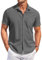 COOFANDY Casual Shirts for Men Short Sleeve Dress Shirt Stretch Iron Free Regular Fit Business Casual Shirts Summer Vacation Holiday Beach Shirt Darkgrey XL